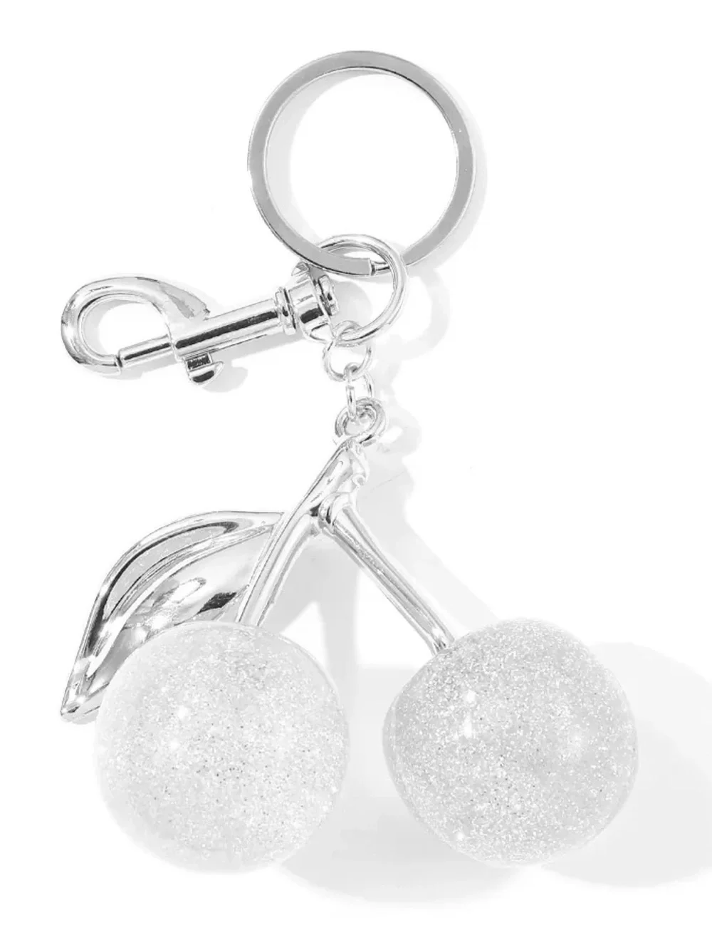 Cherry White Glitter Keychain NWT